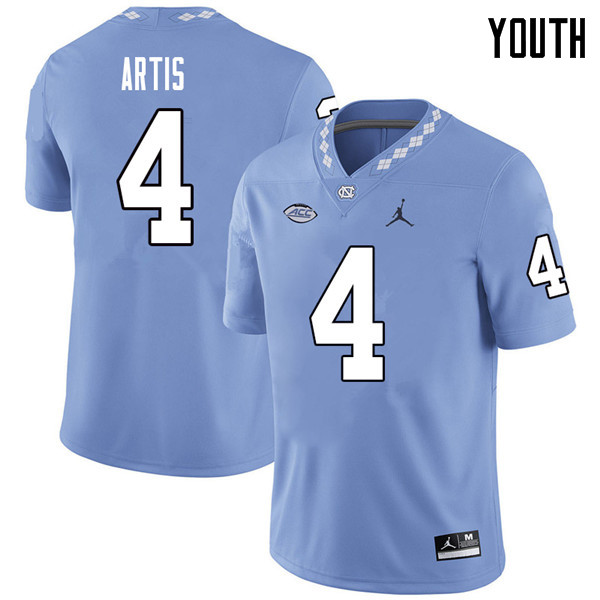 Jordan Brand Youth #4 Allen Artis North Carolina Tar Heels College Football Jerseys Sale-Carolina Bl